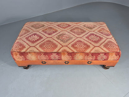 Vintage Tetrad Eastwood Footstool Leather Kilim Upholstery Large EB12038