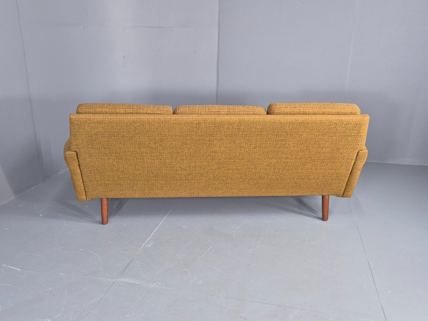 Vintage Danish 3 Seater Sofa 1960s Mid Century Retro Muted Yellow Green EB12541
