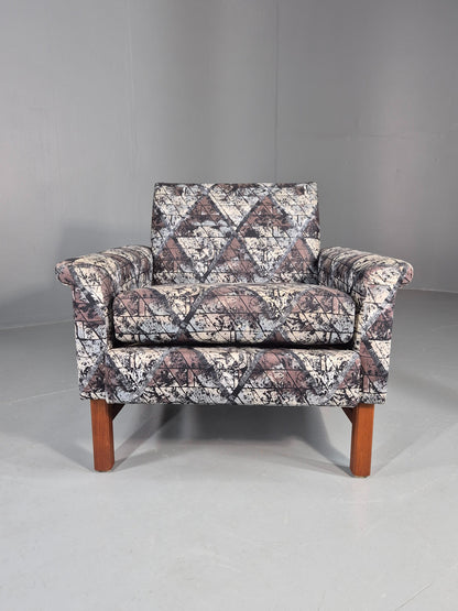 Vintage Midcentury Modern lounge Chair Swedish Design Abstract Pattern EB11100