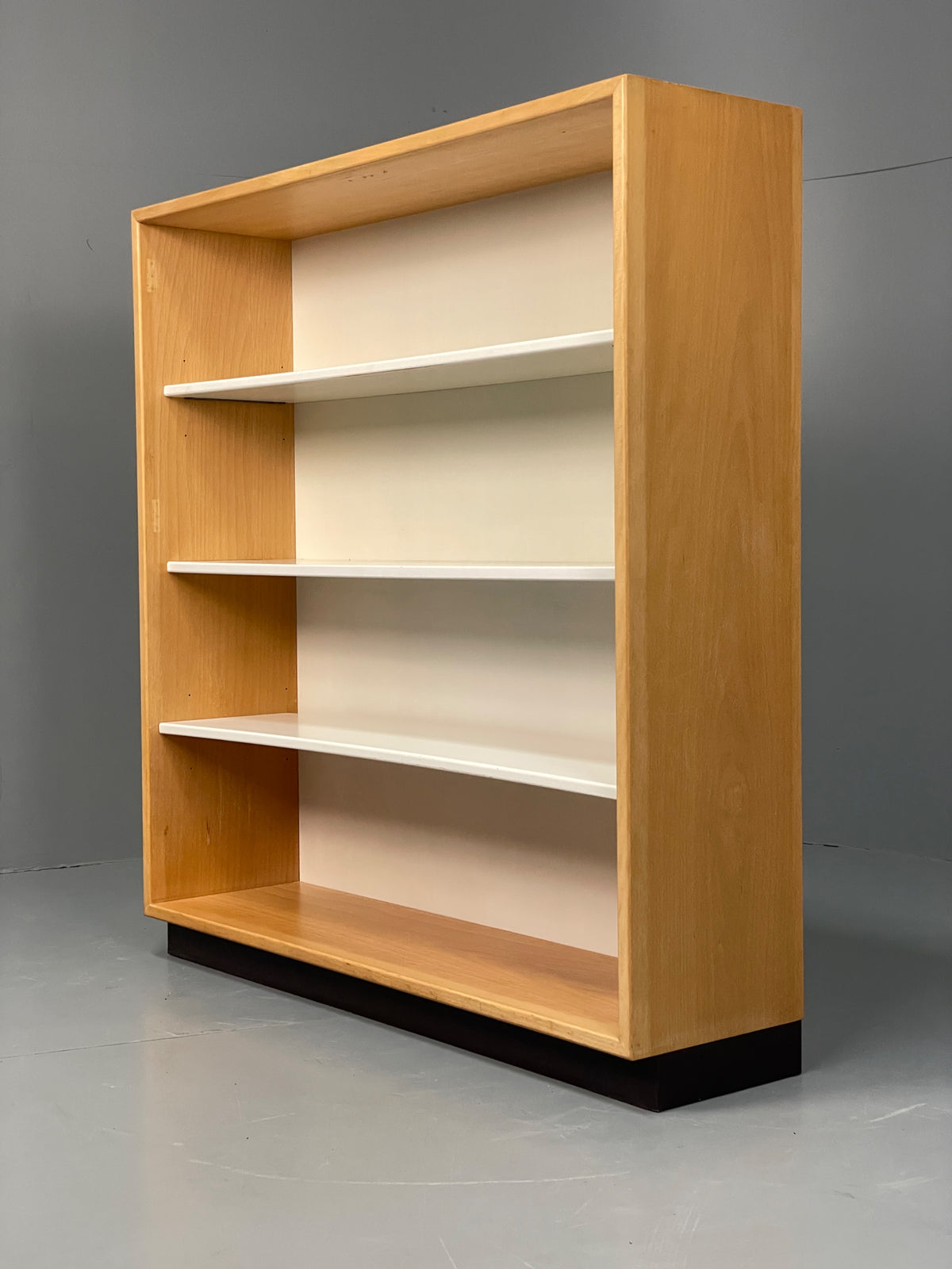 Vintage 1980s Beech Bookcase White Vinyl Base Adjustable Shelving Retro EB13170
