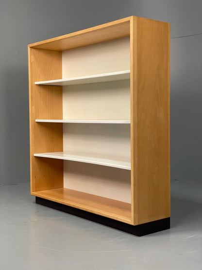 Vintage 1980s Beech Bookcase White Vinyl Base Adjustable Shelving Retro EB13170