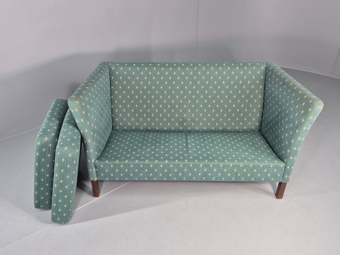 Vintage Danish Mid Century 2 Seater Sofa 1980s Retro Green EB12539