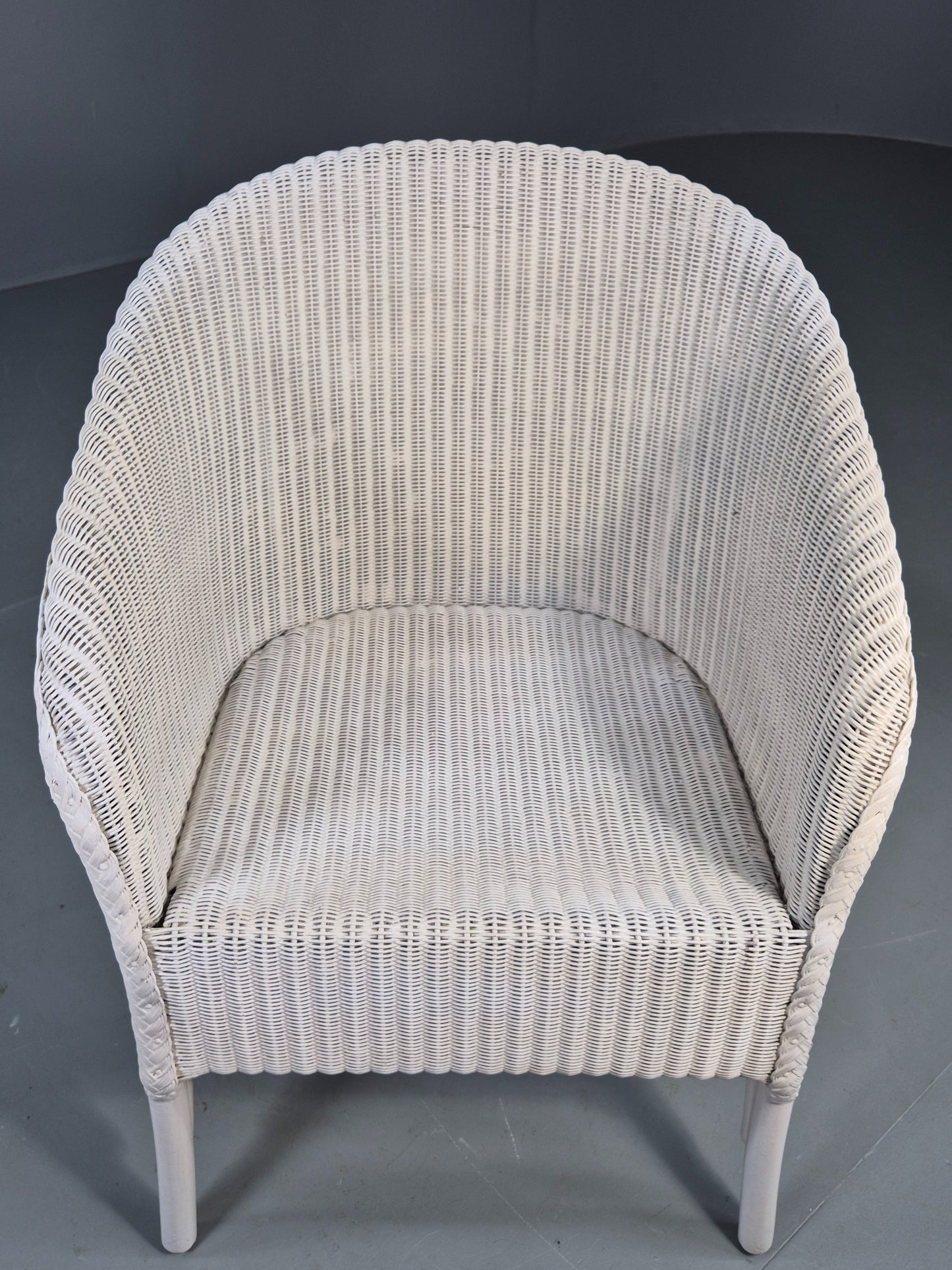 Vintage Lloyd Loom Tub Chair Lusty Brand white Painted 1930s Retro EB12548