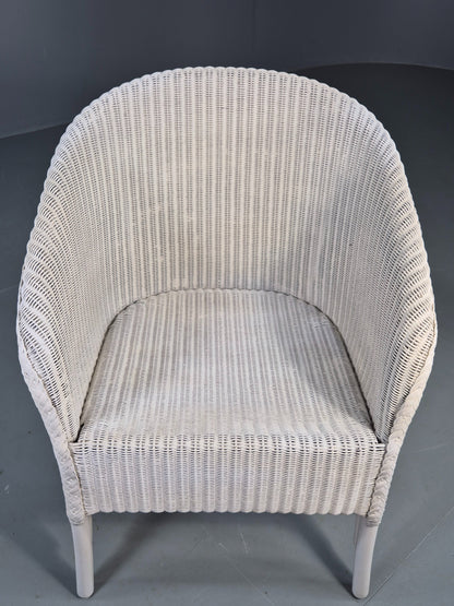 Vintage Lloyd Loom Tub Chair Lusty Brand white Painted 1930s Retro EB12548