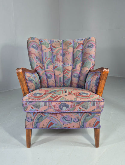 Vintage Danish Art Deco Armchair with 1980s Purple Makeover Retro MCM EB12763