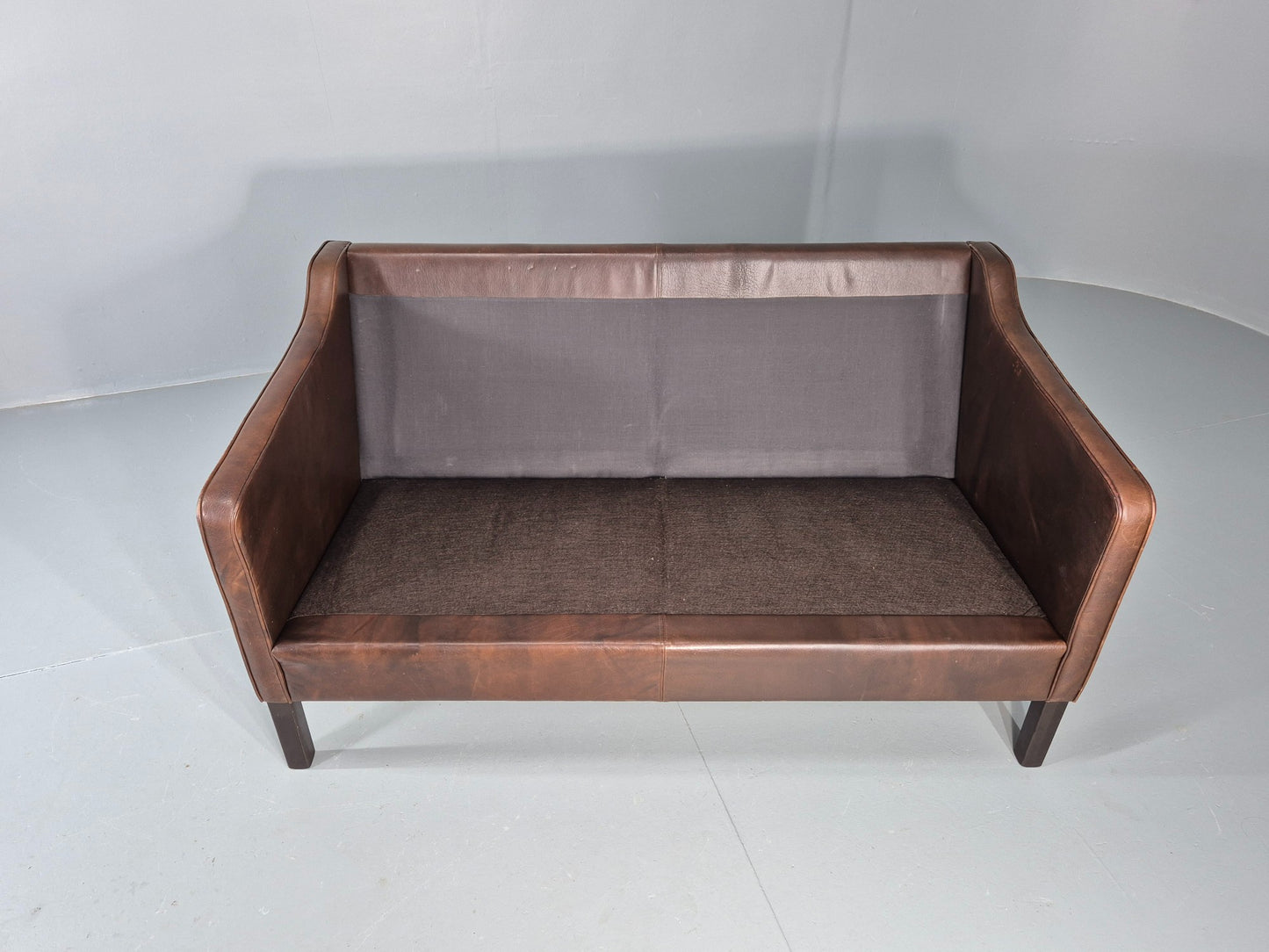 Vintage 2 seater Sofa Danish Brown Leather Mid Century Retro 1970s EB12423