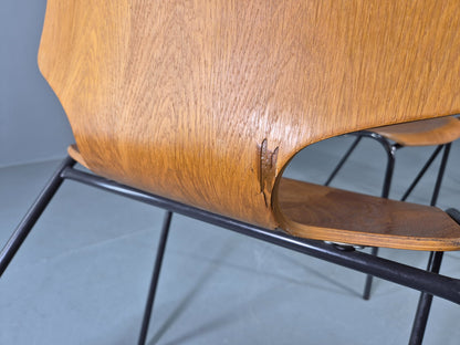 10 Vintage Stacking Chairs Industrial Danish Design Bent Ply Retro MCM EB12659