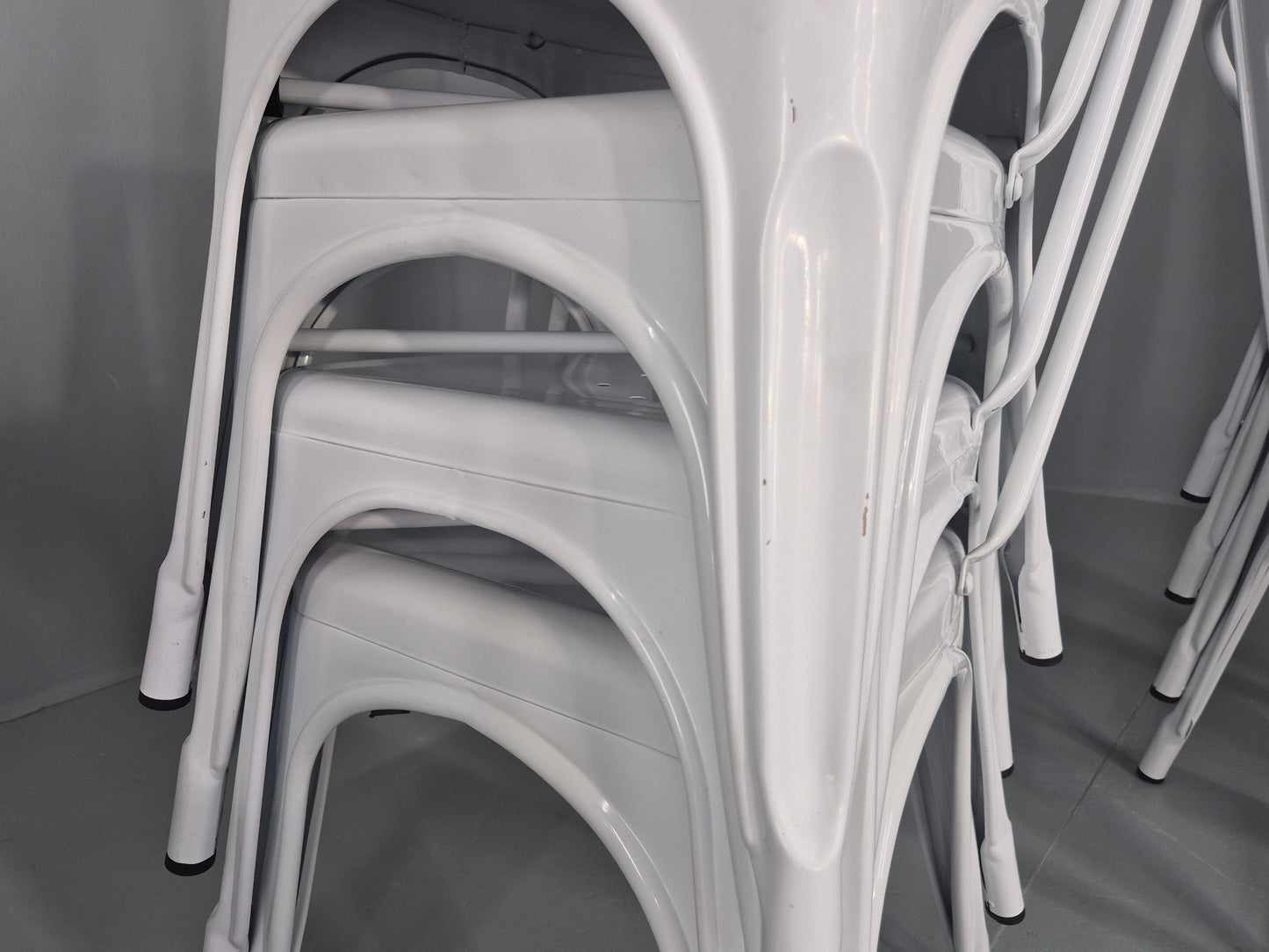 10 Off White Tolix Stlye Stacking Chair VG Condition Vintage Industrial EB12580