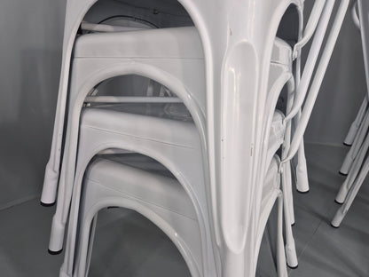 10 Off White Tolix Stlye Stacking Chair VG Condition Vintage Industrial EB12580