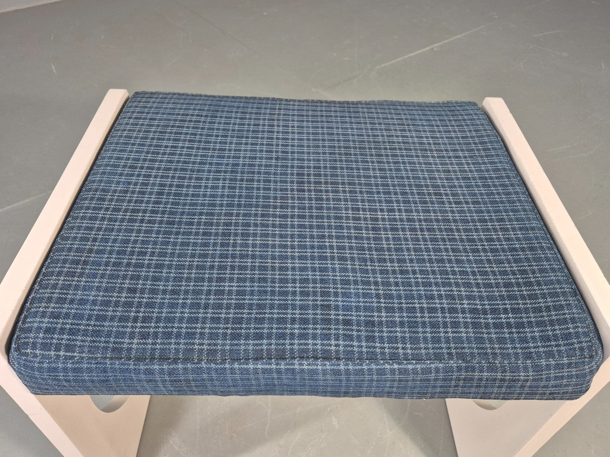 Vintage Stool 1970s Retro Blue and White Circle Pattern EB13068