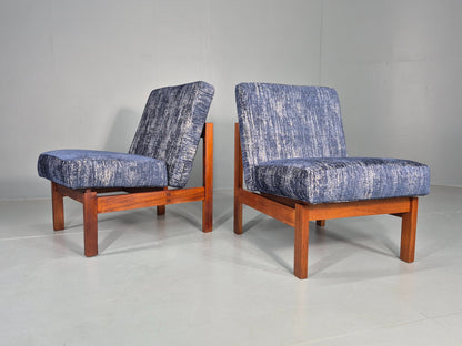 2 Vintage Lounge Chairs 1960s Mid Century Design Teak Frame Guy Rogers EB11848