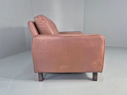Vintage 2 Seater Leather Settee 1970s Thams Buffalo Leather Retro MCM EB12378
