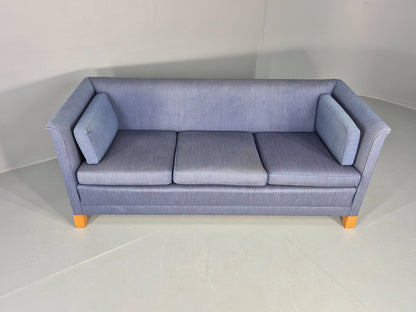 Vintage Danish Mid Century 3 Seater Sofa Original Blue Wool 1950s Retro EB12371