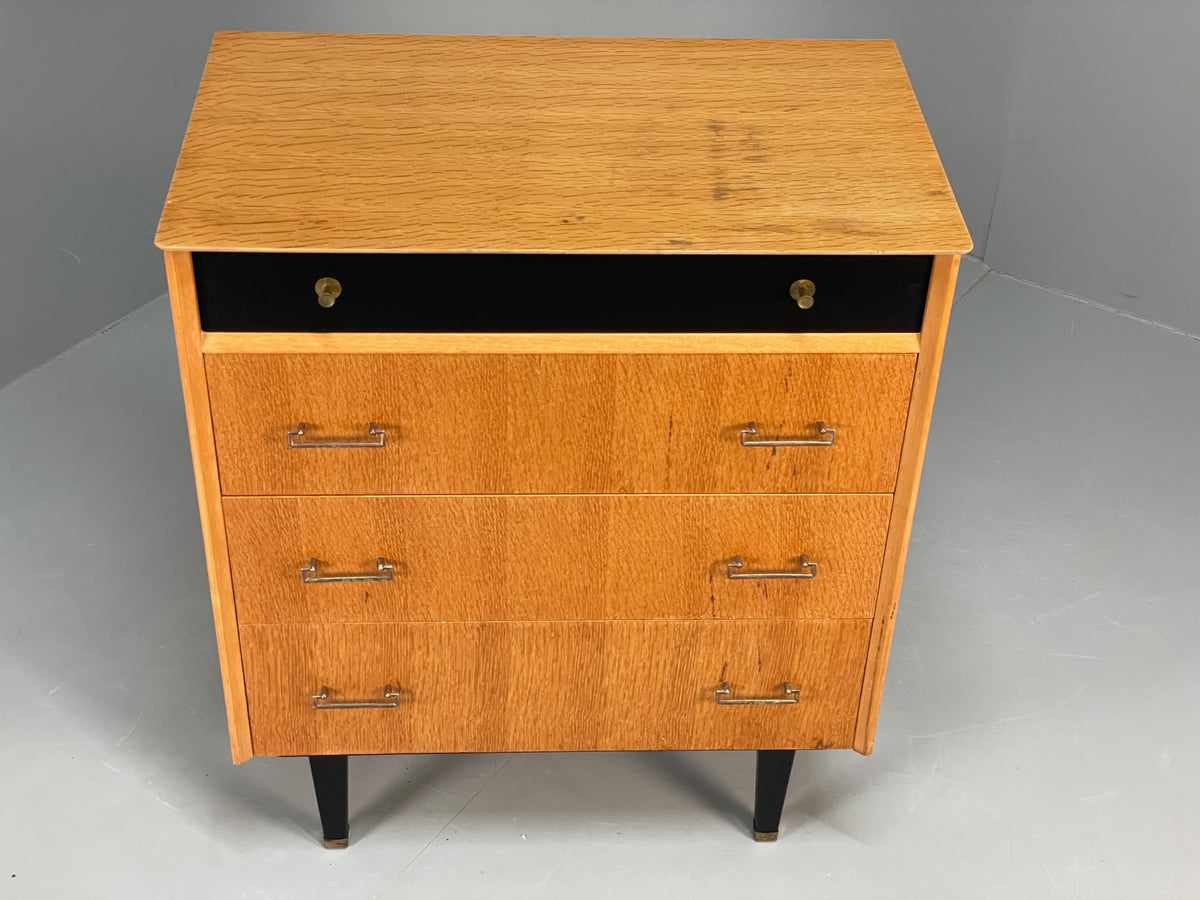 Vintage Chest Of Drawers By Limelight 1960s Oak Veneer Black Mid Century EB13119