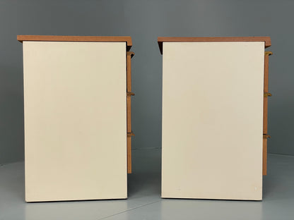 Vintage Bedside Cabinets Teak Pair Chest Of Drawers Retro 1970s White EB12625