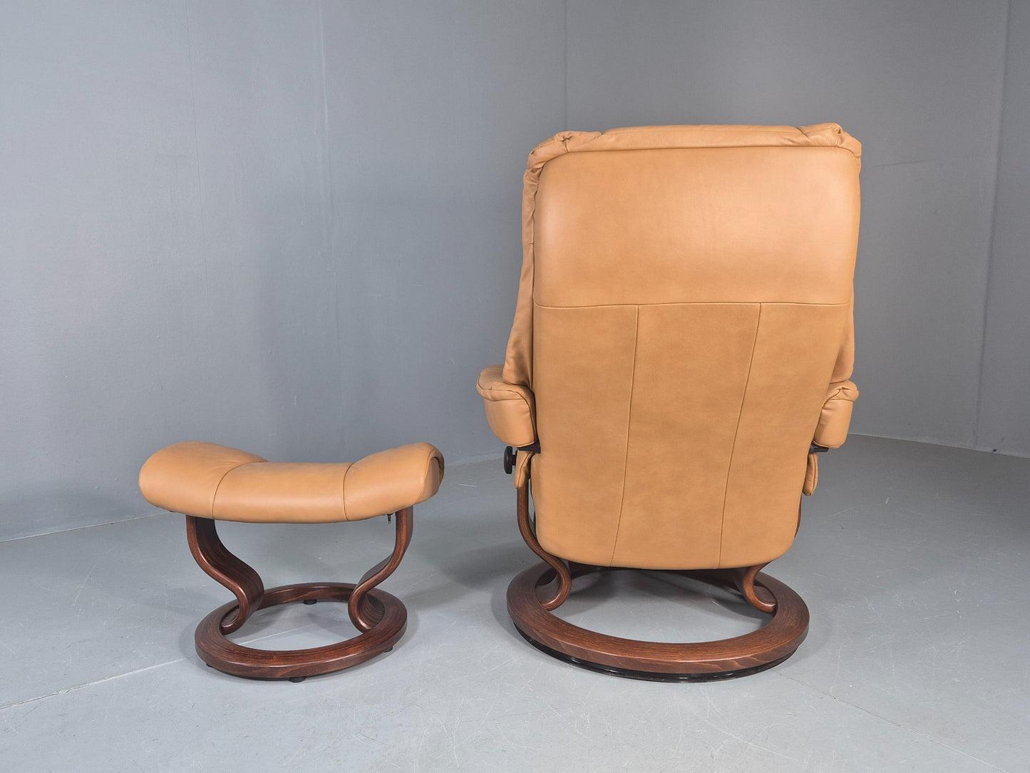 Vintage Ekornes Stressless Chair and Footstool Leather 1990s Retro EB12045