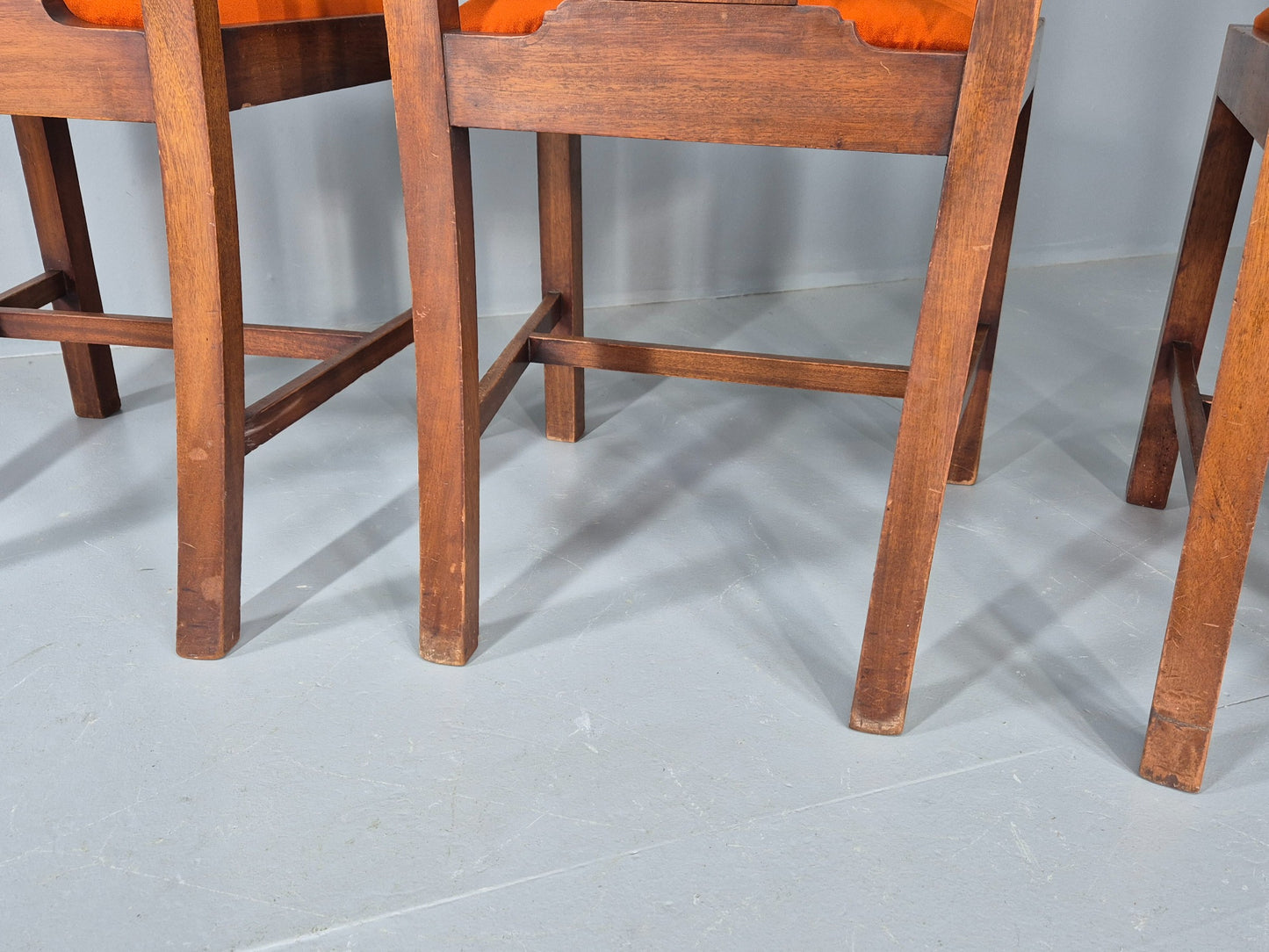 4 Hepplewhite Revival Dining Chairs 1900s Oak New Seat Pads Antique EB11932