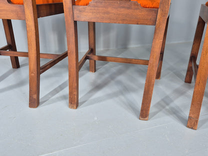 4 Hepplewhite Revival Dining Chairs 1900s Oak New Seat Pads Antique EB11932