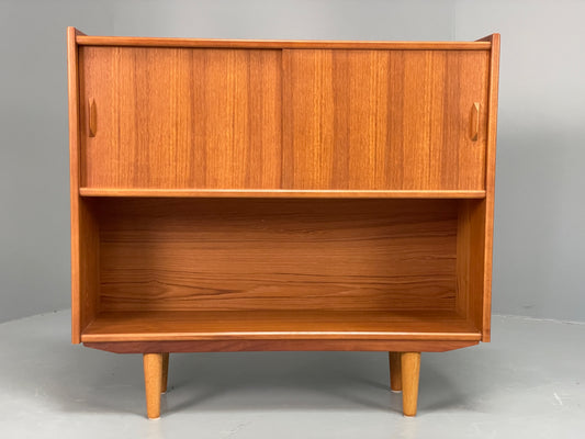 Vintage Teak Bookcase 1970s Retro Sliding Doors Gibbs Furniture Shelving EB13153