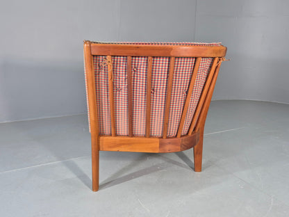 Vintage Stouby 2 Seater Sofa Stick Back Frame With Check Cloth Cover MCM EB10349