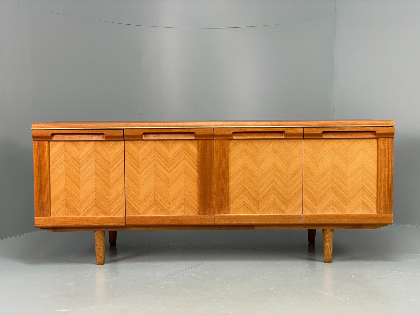 Vintage G-Plan Teak Sideboard 1970s Herringbone Pattern Shelving Retro EB12084