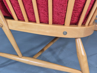 Vintage Ercol Evergreen 2 seater Sofa Red Chenille Upholstery  EB12860