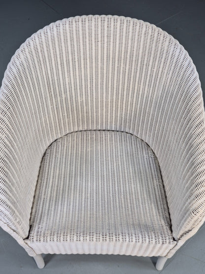 Vintage Lloyd Loom Tub Chair Lusty Brand white Painted 1930s Retro EB12548