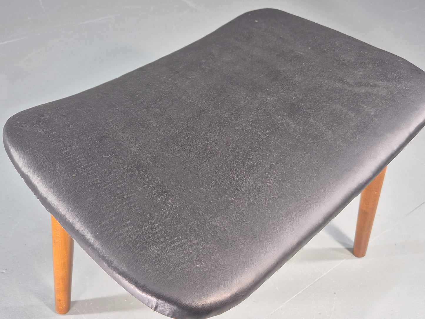 Vintage Mid Century Danish Footstool black vinyl Retro 1960s EB12093