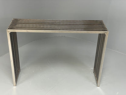 Chrome Slatted Console Table Style Of Eichholtz Modern Steel EB12887