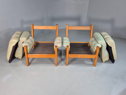 2 Vintage Ekornes Montana Lounge Chairs Teak Frames 1980s Retro MCM EB07995
