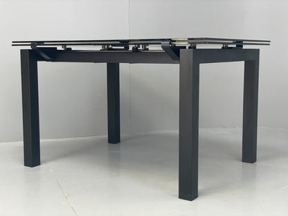 Calligaris Glass Dining Table Modern Italian Extending Steel 'Airport' EB12497