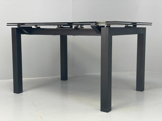 Calligaris Glass Dining Table Modern Italian Extending Steel 'Airport' EB12497
