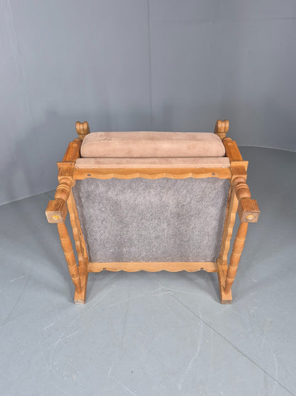 Vintage Wing Back Lounge Chair 1970s Danish Faux Suede on Oak Frame EB12774