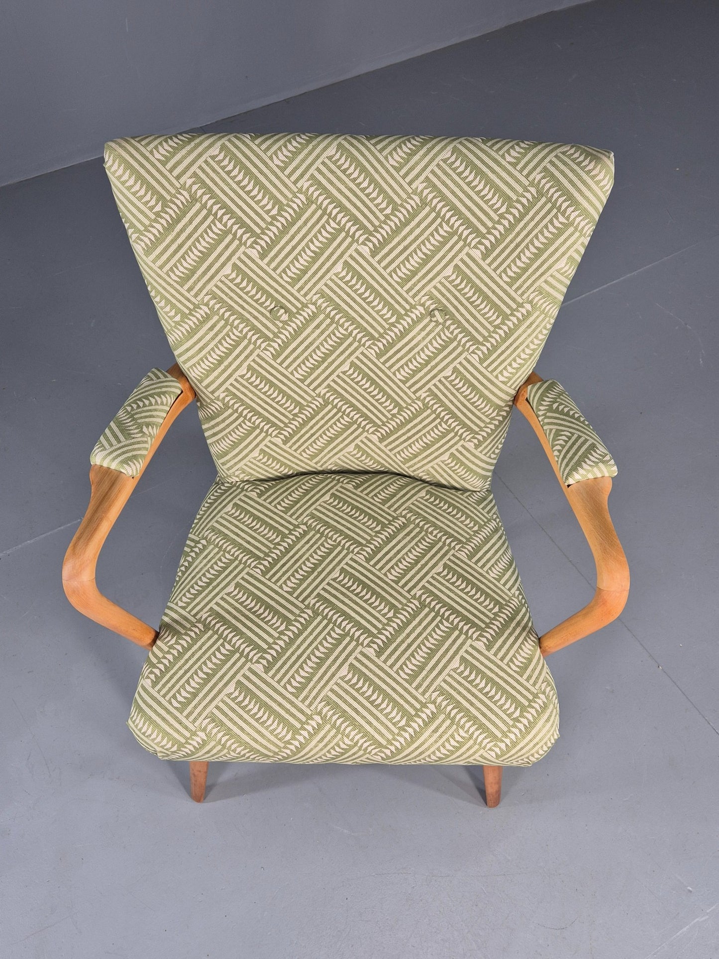 Vintage 1950s Lounge Chair Cintique Beechwood Frame New Upholstery Retro EB11948