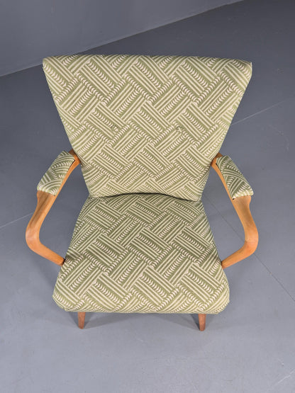 Vintage 1950s Lounge Chair Cintique Beechwood Frame New Upholstery Retro EB11948