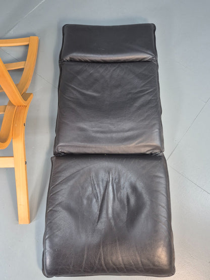 Vintage Danish Lounge Chair Leather and Bentwood 1980s Retro MCM EB13079