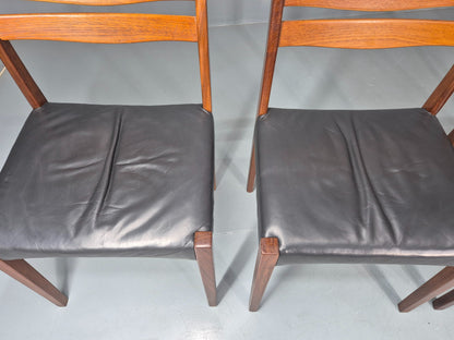 6 Vintage Danish Teak Dining Chairs Mid Century Leather Mogens Kold  EB12650