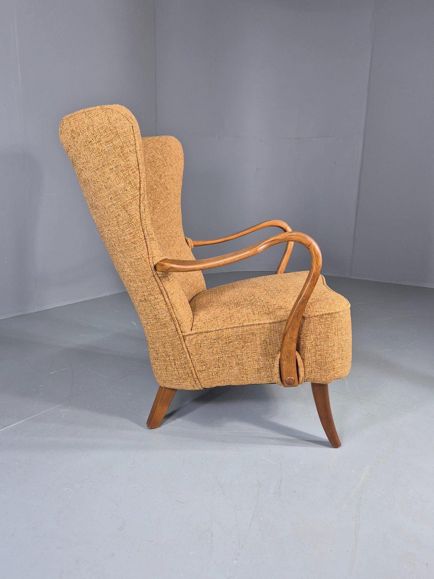Vintage Mid Century Armchair Slagelse Mobelvaerk 1950s Newly Upholstered EB12790