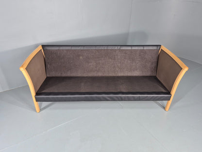 Vintage 3 Seater Sofa Danish Black Leather Mid Century Design Retro EB11925 M3SS