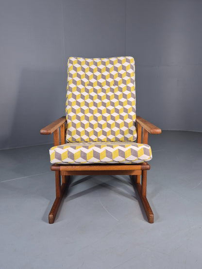 Vintage Mid Century Oak Lounge Chair Jorgan Baekmark Design New Upholstery 12042
