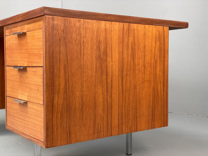 Vintage Teak Executive Desk Mid Century 1960s Drawers Chrome Retro EB12896