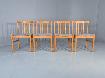 4 Vintage Mid Century Dining Chairs 1970s Retro New Upholstery Beech EB12785