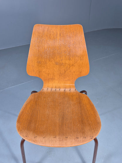 Vintage Danish Industrial Chair Oak Faced Ply 1970s Retro  EB13069