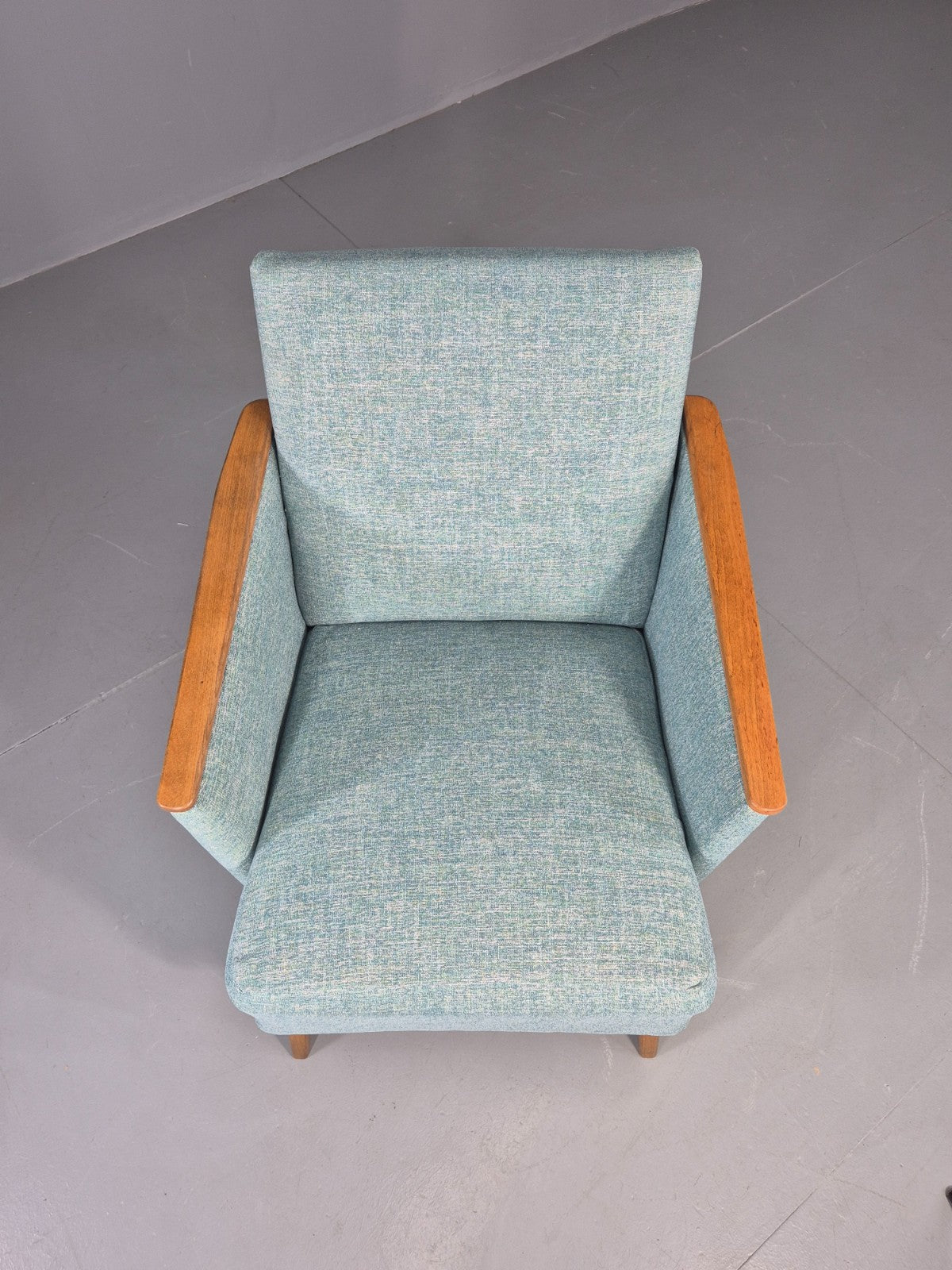 Mid Century Style Lounge Chair Newly Upholstered in Blue Retro EB9981