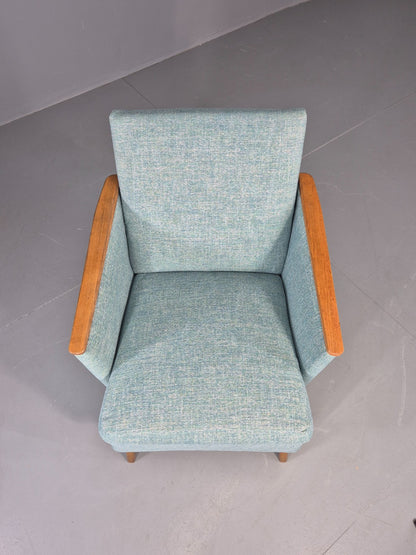 Mid Century Style Lounge Chair Newly Upholstered in Blue Retro EB9981