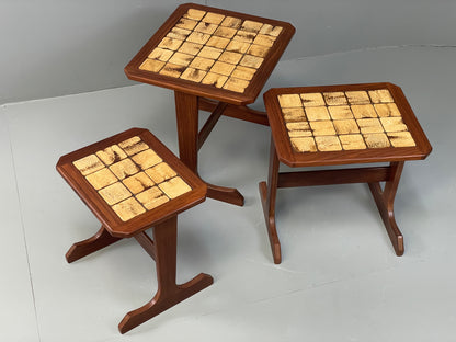 Vintage G Plan Nesting Tables Teak Tile Top Mid Century 1960s Set Of 3 EB12886
