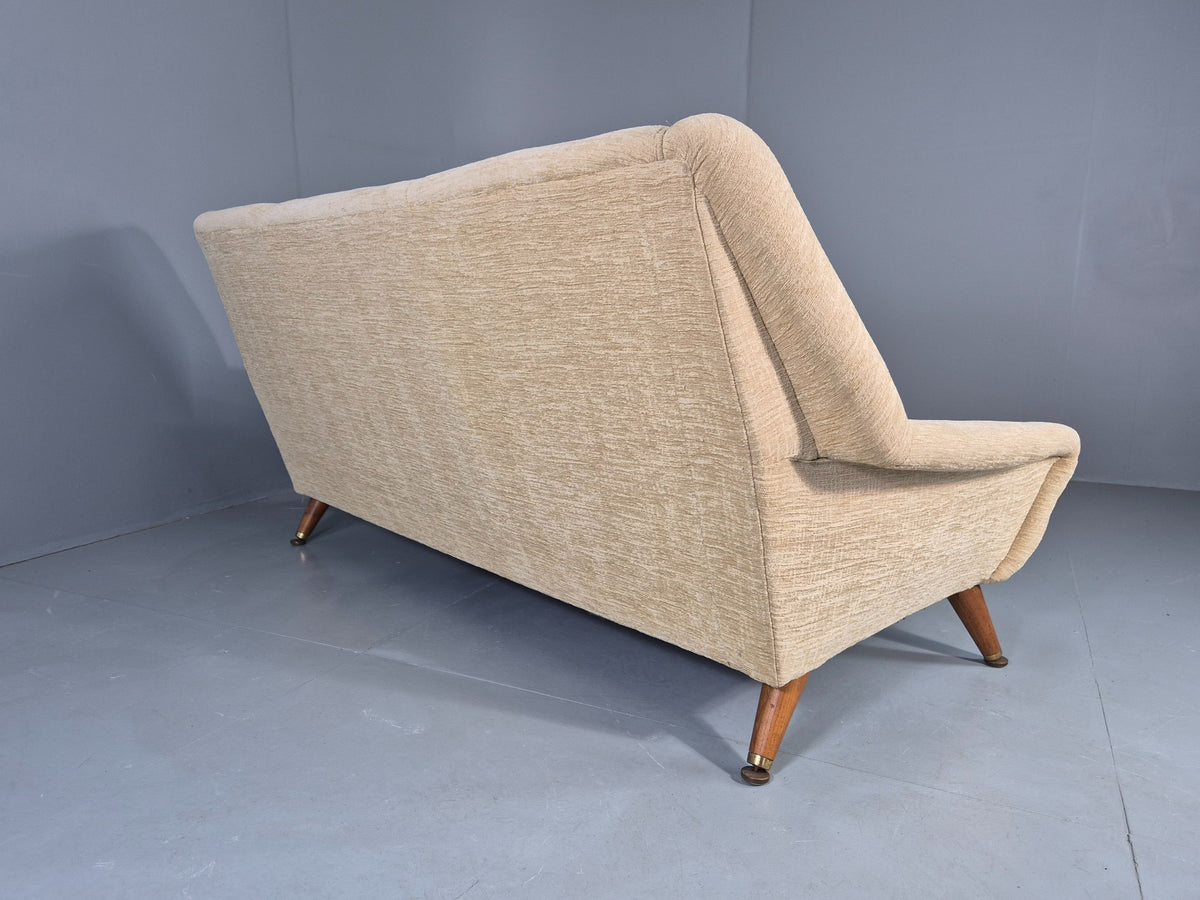 Vintage Mid Century 3 Seat Sofa 1950s Design British Cream Upholstery EB13057