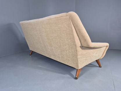 Vintage Mid Century 3 Seat Sofa 1950s Design British Cream Upholstery EB13057