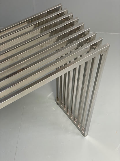 Chrome Slatted Console Table Style Of Eichholtz Modern Steel EB12887