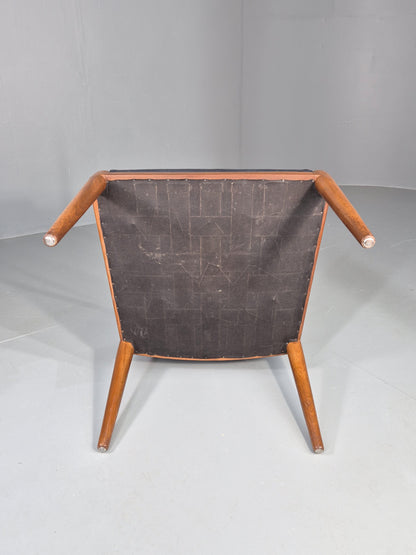 Vintage Mid Century Teak Armchair Blue Leather 1960s Retro EB11905